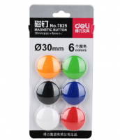 得力（deli） 磁钉30mm 白板磁扣钉白板专用吸力强吸铁石 6个颜色 7825 磁粒