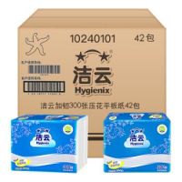 洁云(Hygienix) 10240101加韧压花卫生纸-300张(促销装) 平板纸